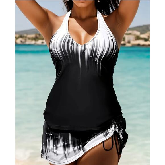 REKITA Two-Pcs Set for Women swimsuit, with Lace-Up Details and Halter Neck M - Picture 1 of 3